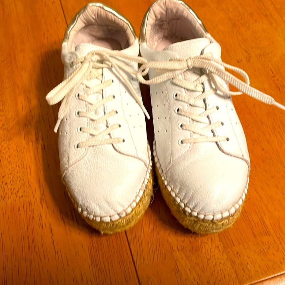 Steve By Steve Madden Espadrille Platform Sneakers 7.5  White Pappy